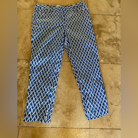 Laundry by Shelli Segal ladies, cotton blue /white pants excellent condition 8 - Picture 2 of 11